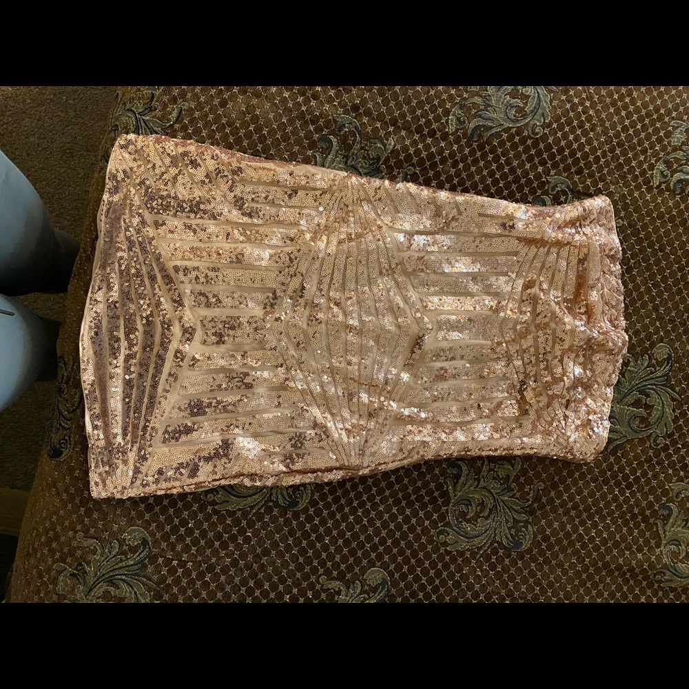 Rose gold sequin mini dress